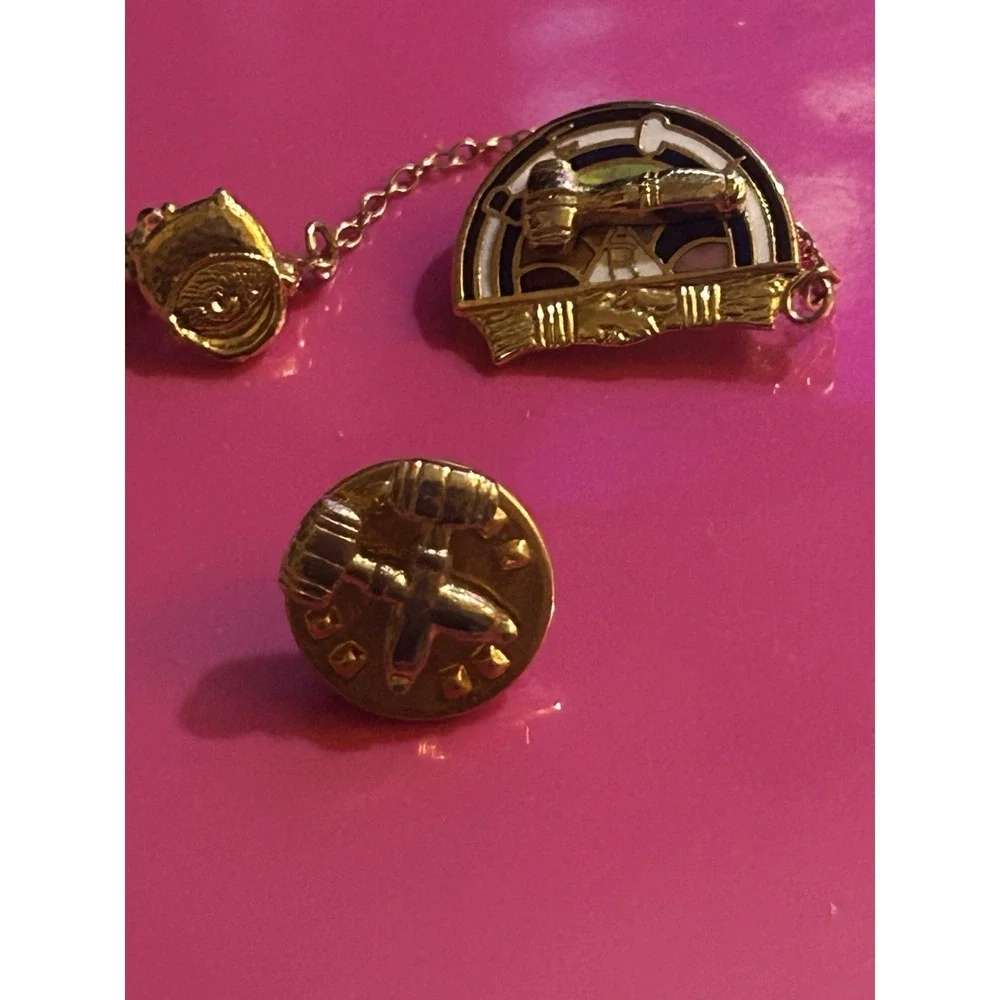 Rainbow Girls - Vintage Two Piece Enamel Lapel Pins - Gavel Pin IORG